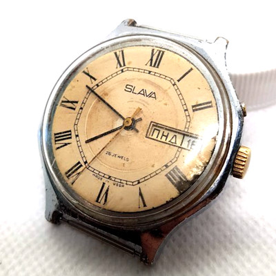VINTAGE SOVIET RUSSIA USSR WRIST MEN WATCH SLAVA MECHANICS NOT WORKING RARE