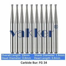 10-100pcs FG 34 Dental Carbide Burs Friction Grip Inverted Cone Burs High Speed
