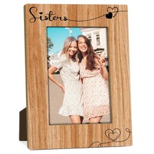 Sisters Picture Frame, 4x6 Wood Photo Frame, Sibling Gifts for Sister, Best F...