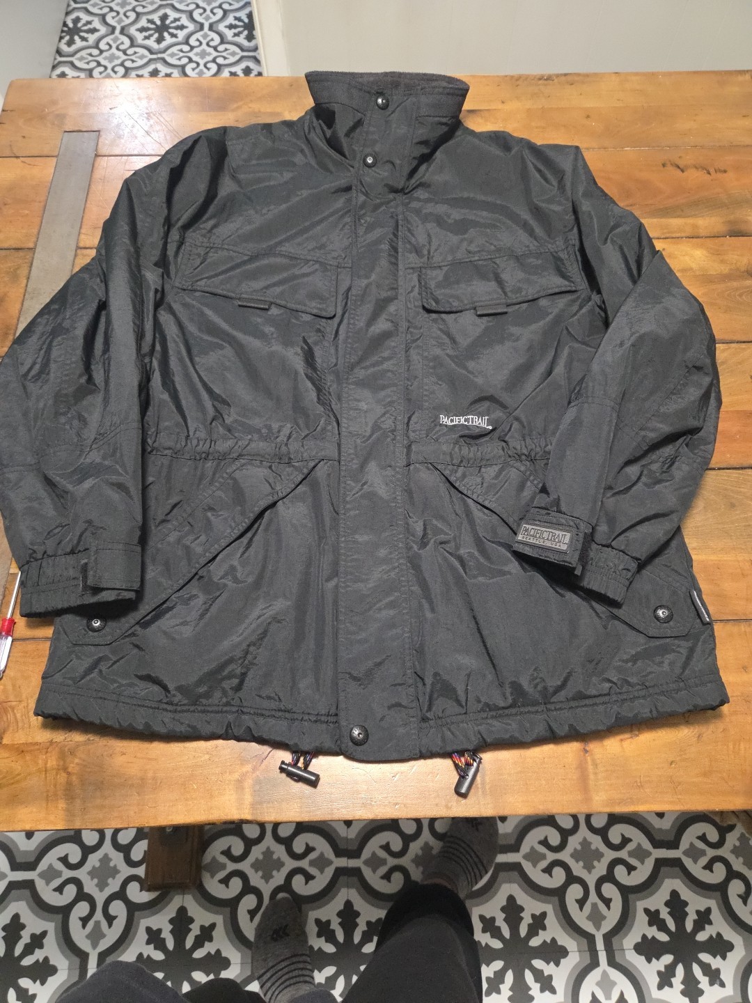 Vintage Pacific Trail Men's Utility Parka Jacket Black Fleece Lined Large image 7