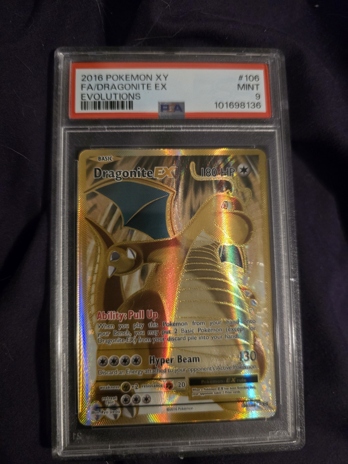 PSA 9 Dragonite EX Full Art 106/108 XY Evolutions