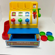 Retro 2015 Fisher-Price Cash Register w/ 4 Coins   Tested  Working
