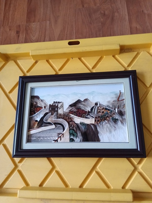 rare great wall of china 3-D frame made of duck feathers