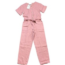 nwt zara girl pink ultility jumpsuit button up romper Size 11-12