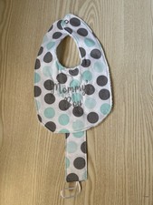 BibbitySnaps Handmade Polka Dot Baby Bib with Pacifier Clip Mommy's Boy