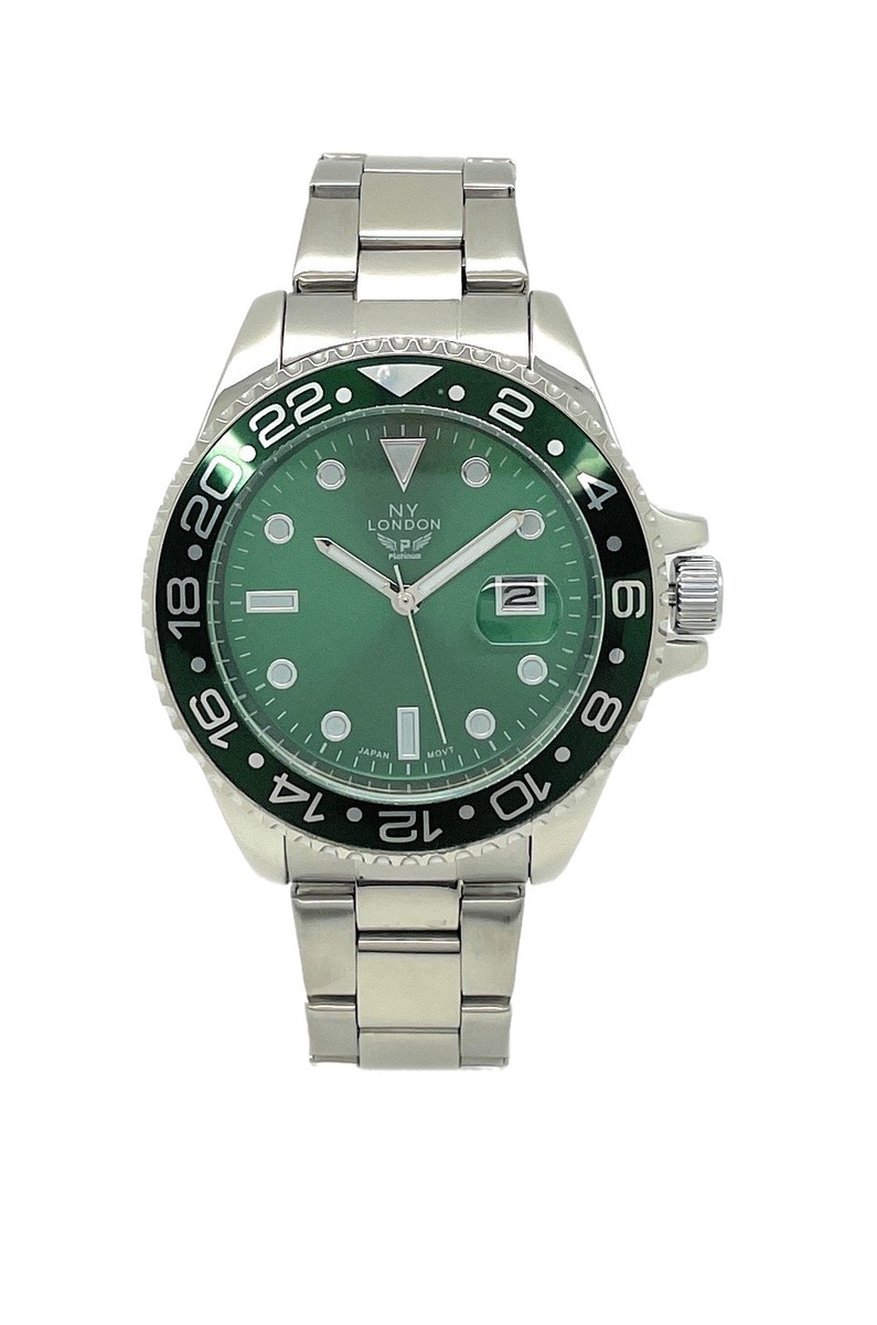 run newyork 腕時計　ブレスウォッチ NY London 43mm Mens Metal Band Quartz Fashion Watch with Date