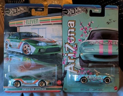 Hot Wheels 1:64 Diecast Silver Series 7-Eleven Toyota Supra & 1991 MX-5 Miata
