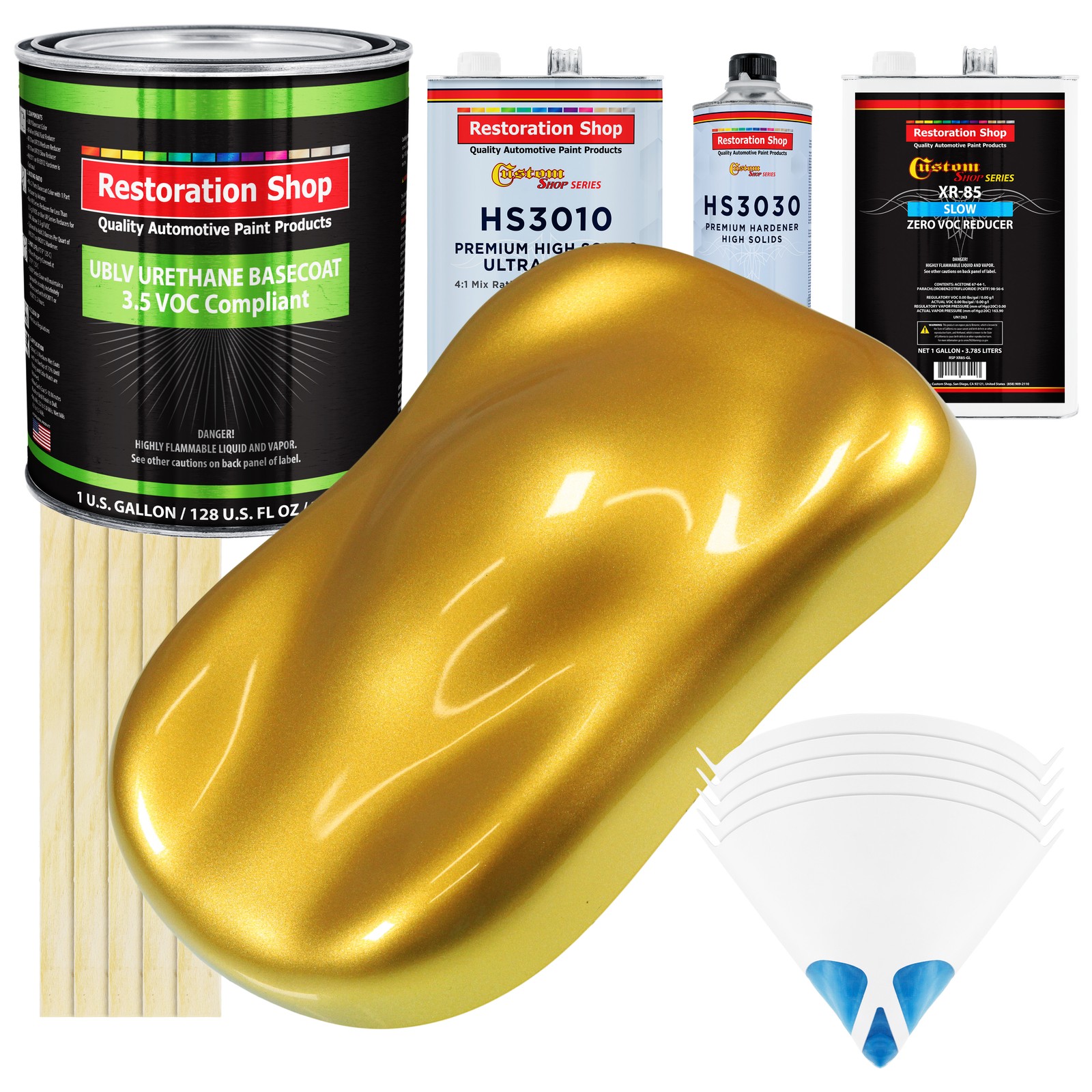 Saturn Gold Firemist Low VOC Slow Premiere Paint Kit with Urethane Basecoat Clearcoat