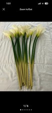 Artificial Calla Lily White with Yellow Stamen Plastic Flower Stems