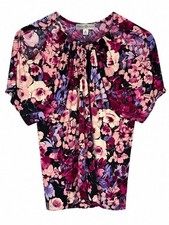 Vintage Suzie Women’s Medium Floral Cold Shoulder Blouse Made in USA