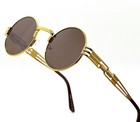 Men's Sunglasses Fashion Classic Vintage Retro Style Black Lens Round Gold Frame