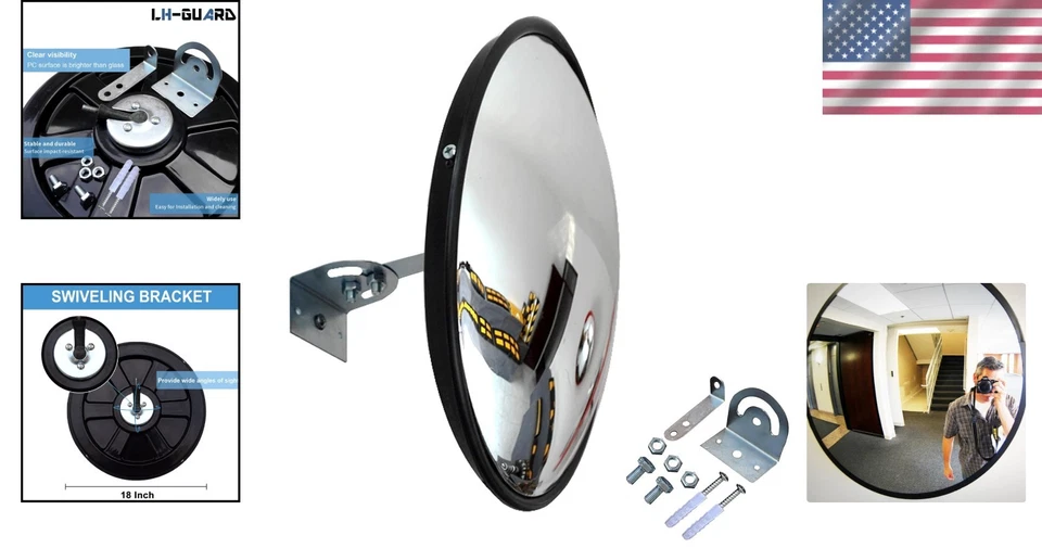 Espejo convexo de policarbonato de 18 pulgadas - Ligero y fácil de montar para cualquier espacio Foto 2 de 4