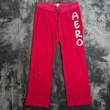 Vintage Y2k Aero Aeropostale Womens Red Flare Sweatpants Size Medium