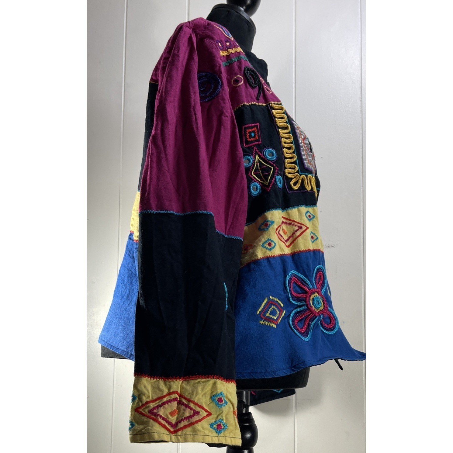 Abstract Patchwork Embroidered Jacket Kimono Coll… - image 17