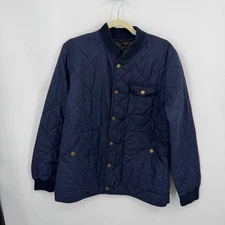 Frank & Oak Dartmouth Navy blue Quilted Bomber snap closure sz L