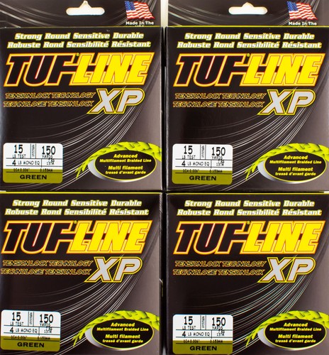 (LOT DE 4) LIGNE TRESSÉE MULTIFILAMENT TUF-LINE XP 15LB 150YD VERT D6251
