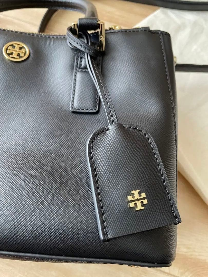 Tory Burch Saffiano Leather Shoulder Bag 2-way Black Zip Women's From Japan thumbnail 7