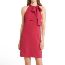 Vince Camuto Women's Halter Neck Bow Crepe Shift Dress NWOT Size 14