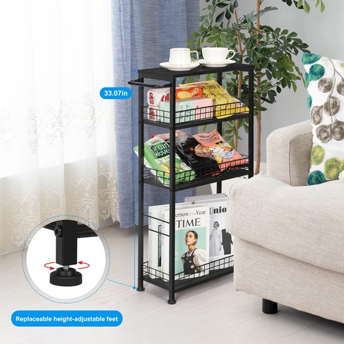 Slim Storage Cart Kitchen Rolling Utility Cart on Wheels 4 Tier Mobile Narrow... - Picture 6 of 8