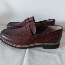 CLARKS BATCOMBE EDGE MENS BROWN LEATHER  SLIP-ON LOAFERS SHOES UK SIZE 8