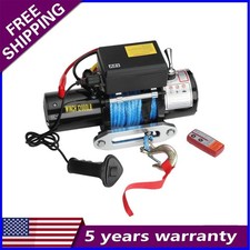 12000lbs Electric Winch12v Synthetic Cable Truck Trailer Towing Off-road 4wd-set