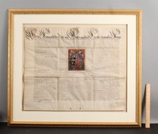 Lrg 17thC Vellum Emperor Ferdinand III Patent of Nobility, Royal Crest Painting
