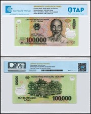 Vietnam 100000 Dong, 2021, P-122r, UNC, Polymer, Authenticated