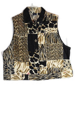 Westbound Multicolor Women's Vest Front Button Closure Animal Pattern 2x 012