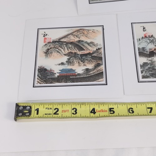 Set Of 3 Great Wall Of China Hand Colored Art Prints Artist Signed Stamped 6" - Picture 6 of 6