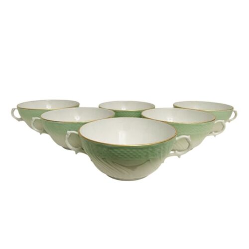 🟠 Vecchio Ginori 6 tazze consommé porcellana raro decoro verde Richard Ginori