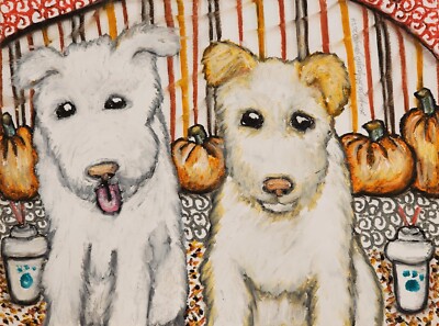 PUMI Dog Art Print 8.5 x 11 Signed by Artist KSams Pumpkin Spice Lattes Fall