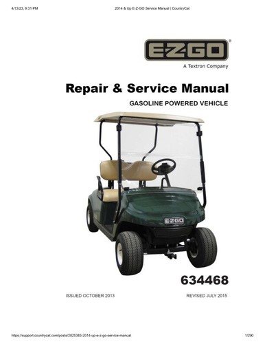 EZGO TXT Gas Service Manual | 2014-2020 | Fleet Freedom Shuttle | USB &/OR Link - 第 2/10 張圖片