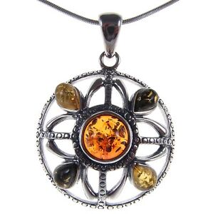 BALTIC AMBER STERLING SILVER 925 TEARDROP PENDANT NECKLACE SNAKE CHAIN JEWELLERY 