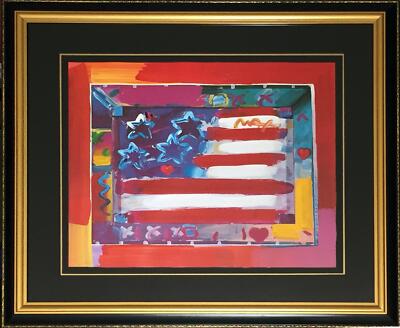 Peter Max, Eastern Europäische Museum Tour Flagge, Acryl Auf Lithographie, Signé