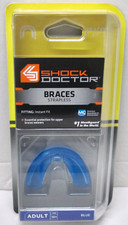 Nowe szelki Shock Doctor bez ramiączek ochraniacz na usta - dla dorosłych w kolorze niebieskim