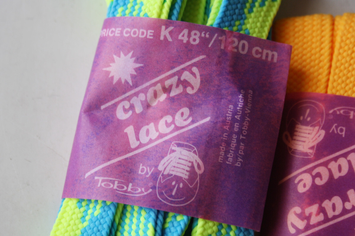 4X VINTAGE 80'S CRAZY LACE RETRO NEON SHOE LACES 48