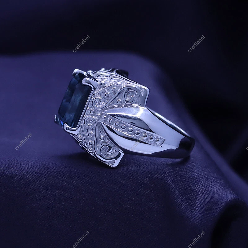 HSN London Blue Topaz 5ct Emerald Cut Sterling Silver Ring Size 7
