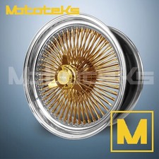20x8 Luxor Wire Wheels 100 Straight Std Rims 24k Center Gold Wheel Set