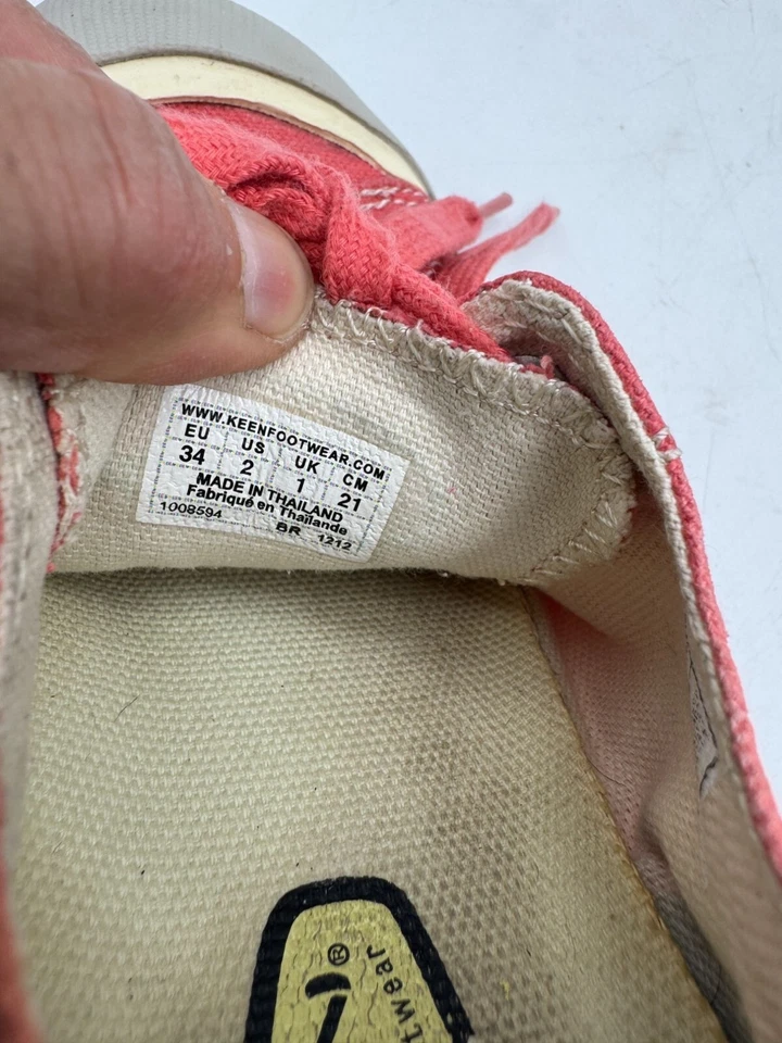 Keen молодежи девочек Conrado кроссовки размер 2 коралл холст шнурует вверх повседневный вулканизированный - Изображение 3 из 4