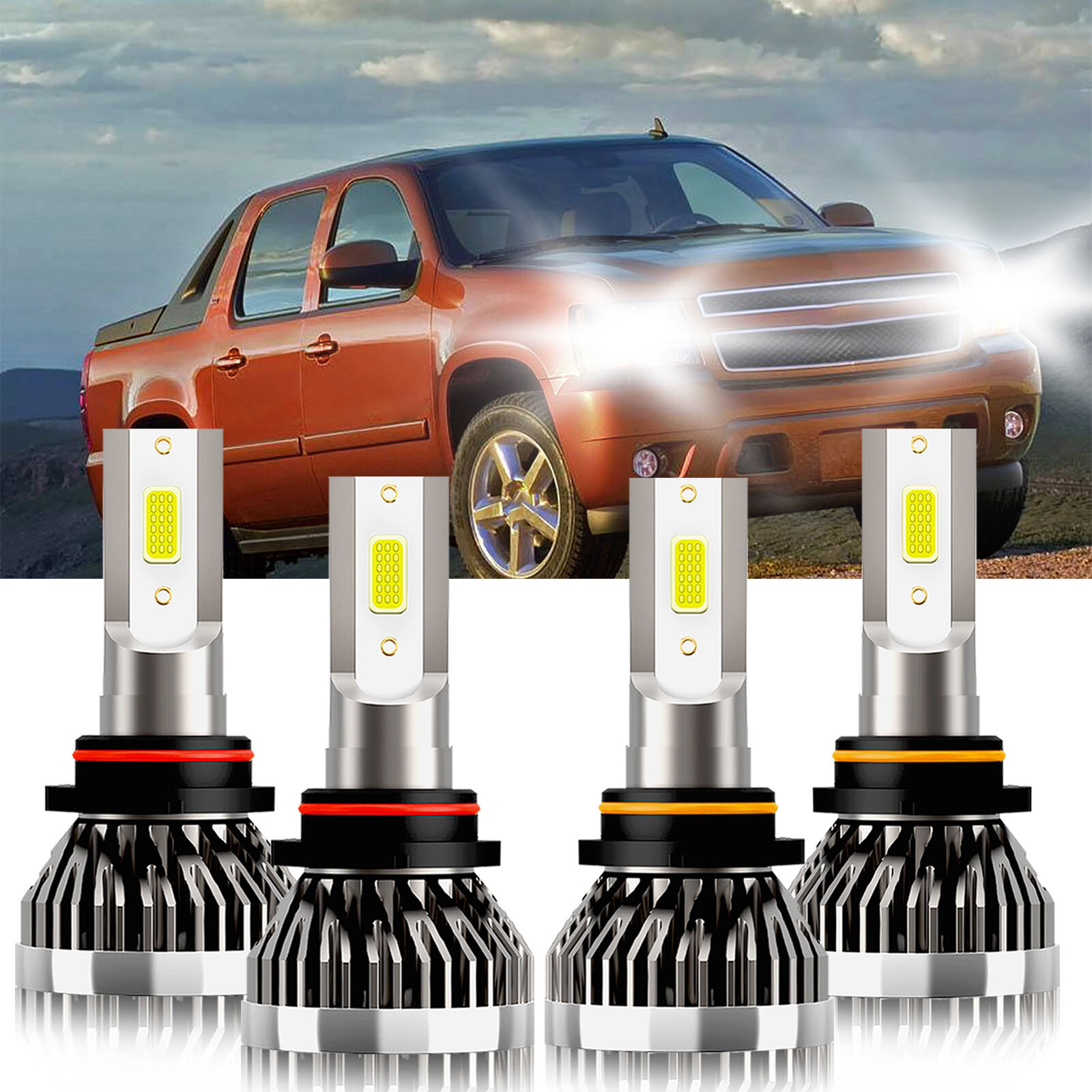 For Chevrolet Avalanche 2500 2002-2006 4Pcs LED Headlight Hi/Low Bulbs 9005 9006