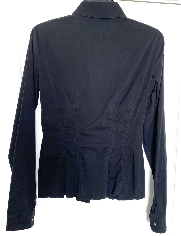 Camisa D&G Dolce Gabbana Negra Vintage Bustier Corsé Deshuesado Cuello 24 38 2 XS Foto 2 de 4