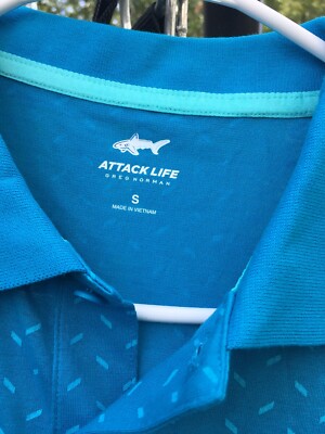 Attack Life Greg Norman Mens Small PlayDry Calypso Blue Performance Polo  Shirt