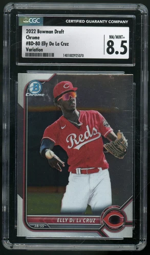 ELLY De La CRUZ 2022 Bowman Chrome Draft #BD-80 Image Variation Throwing CGC 8.5