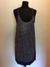 NWOT MICHAEL Michael Kors undone finish rough hems dark blue studded dress SzM