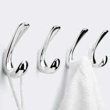 4 Pack Towel Hooks for Bathrooms Wall Mounted Polished Chrome Bathroom Hooks ...