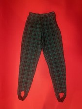 Vintage 90s Espirit Stirrup Legging Pants Teal Black Plaid Knit Size Small
