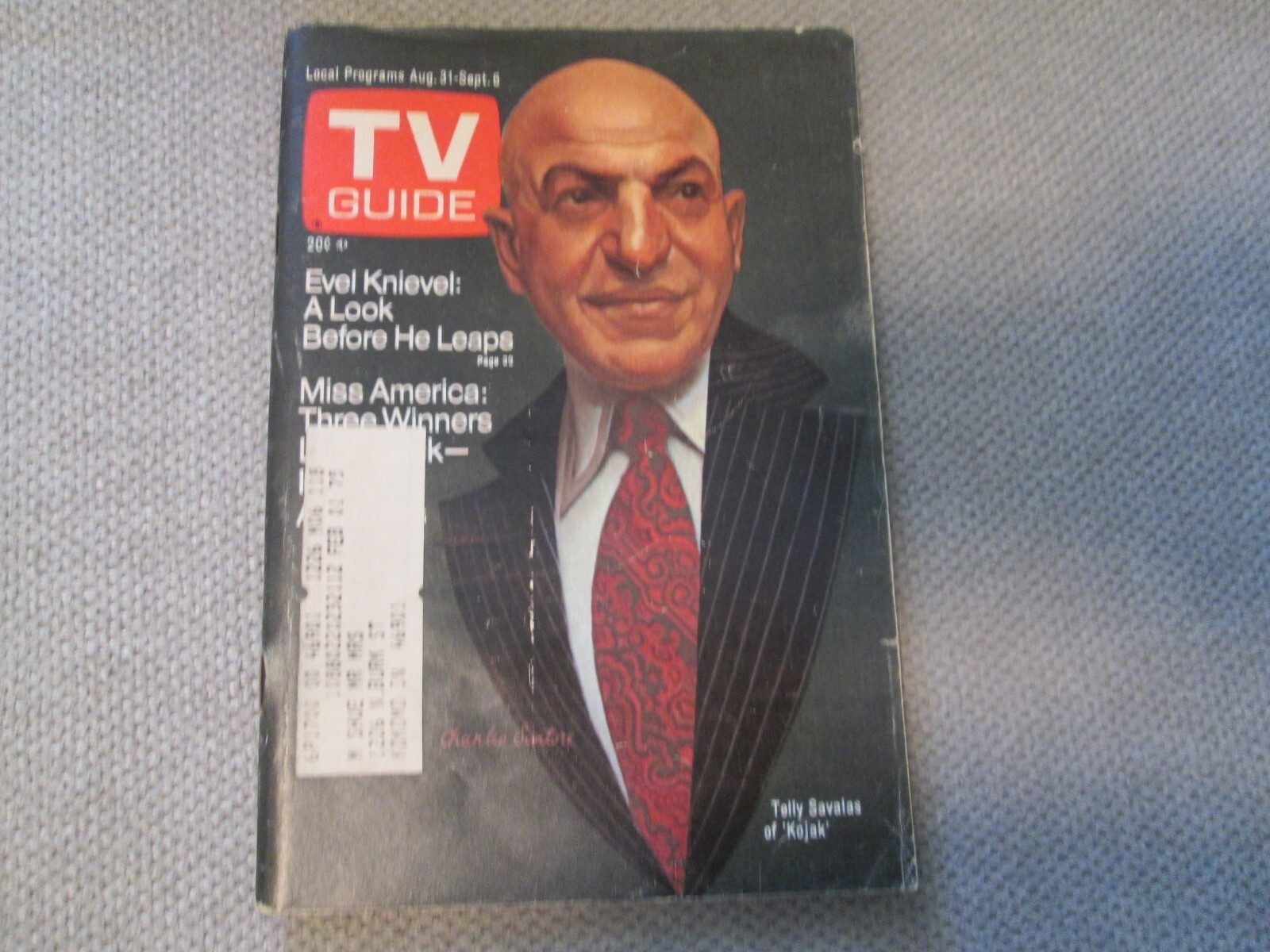 TV GUIDE 1974 August 31-September 6 Telly Savalas Kojak Evil Knievel Jump (3c)