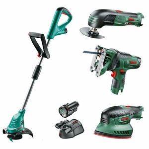 Bosch Cordless Bundle Grass Trimmer Jigsaw Multi Tool And Sander 2