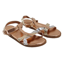 NEW Lucky Brand Girl's Evie T-Strap Metallic Sandals Kids Size 3M, MSRP 60