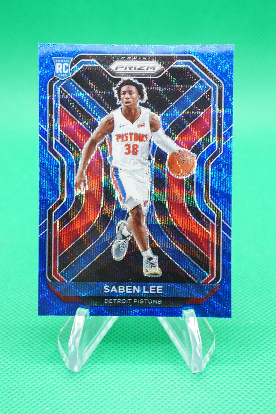 2020-21 Prizm Base Prizms Blue Wave #261 Saben Lee Detroit Pistons JW1